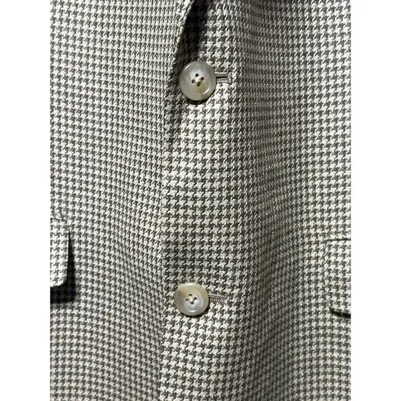 Vintage Burberrry London Sport Coat 43R Brown Tan Houndstooth Suit - Picture 4 of 15